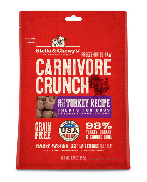 Stella & Chewy's Carnivore Crunch Dog Treats, Turkey Recipe, 3.25-oz Bag
