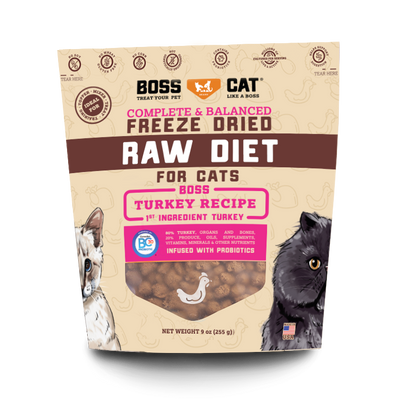 Boss Cat Turkey Nuggets Recipe, Freeze-Dried Raw Cat Food, 9-oz Bag