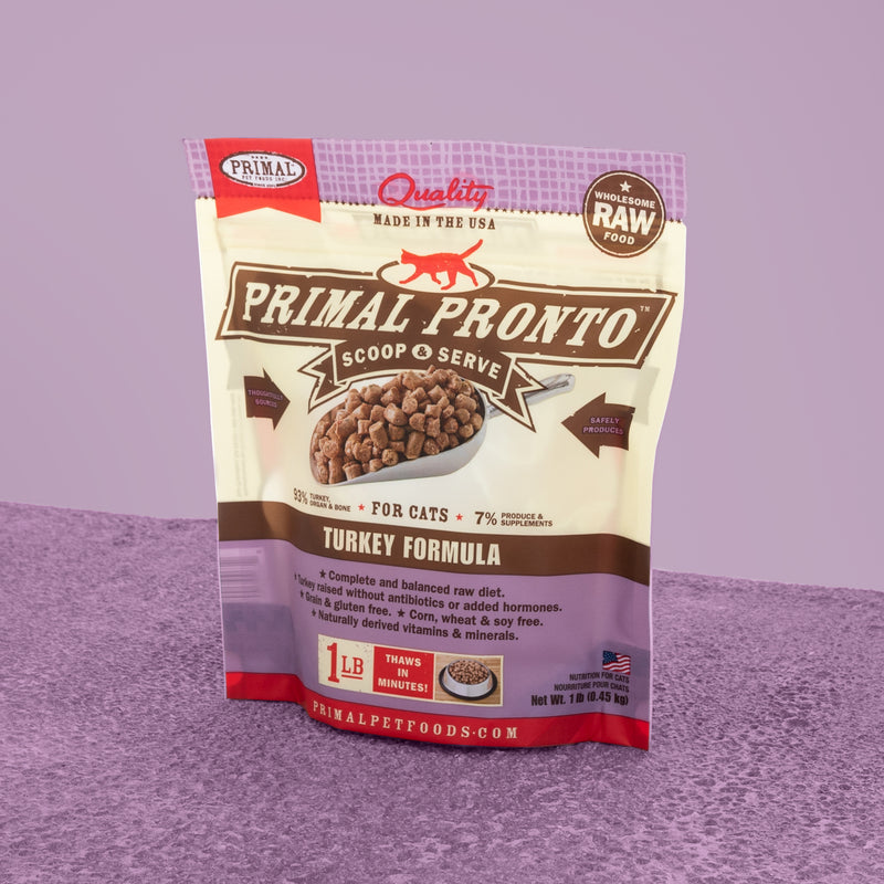 Primal Pronto Frozen Raw Cat Food, Turkey, 1-lb Bag