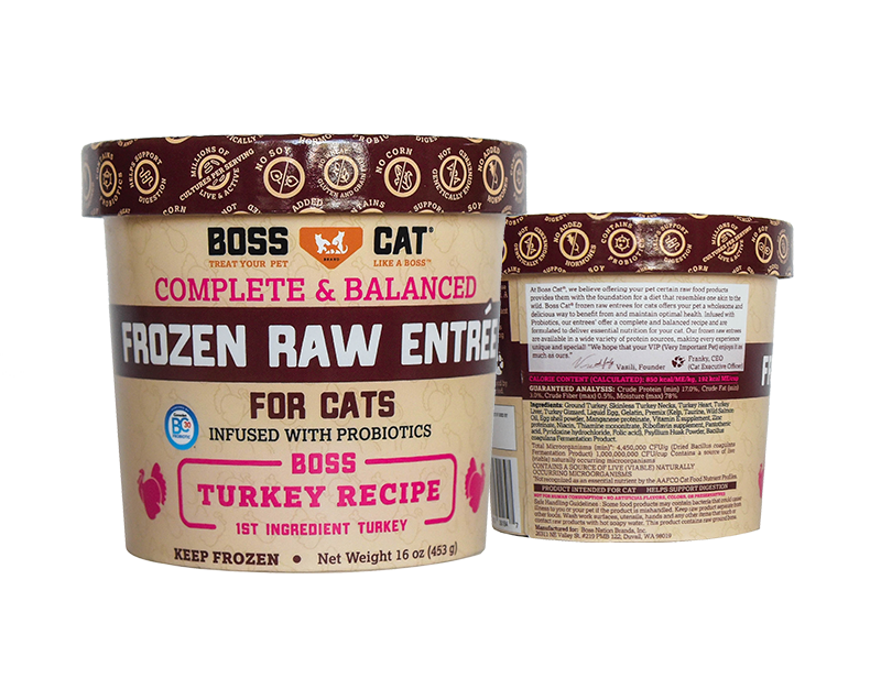 Boss Cat Adult Turkey Frozen Raw Cat Food Anaheim Feed Pet Supply