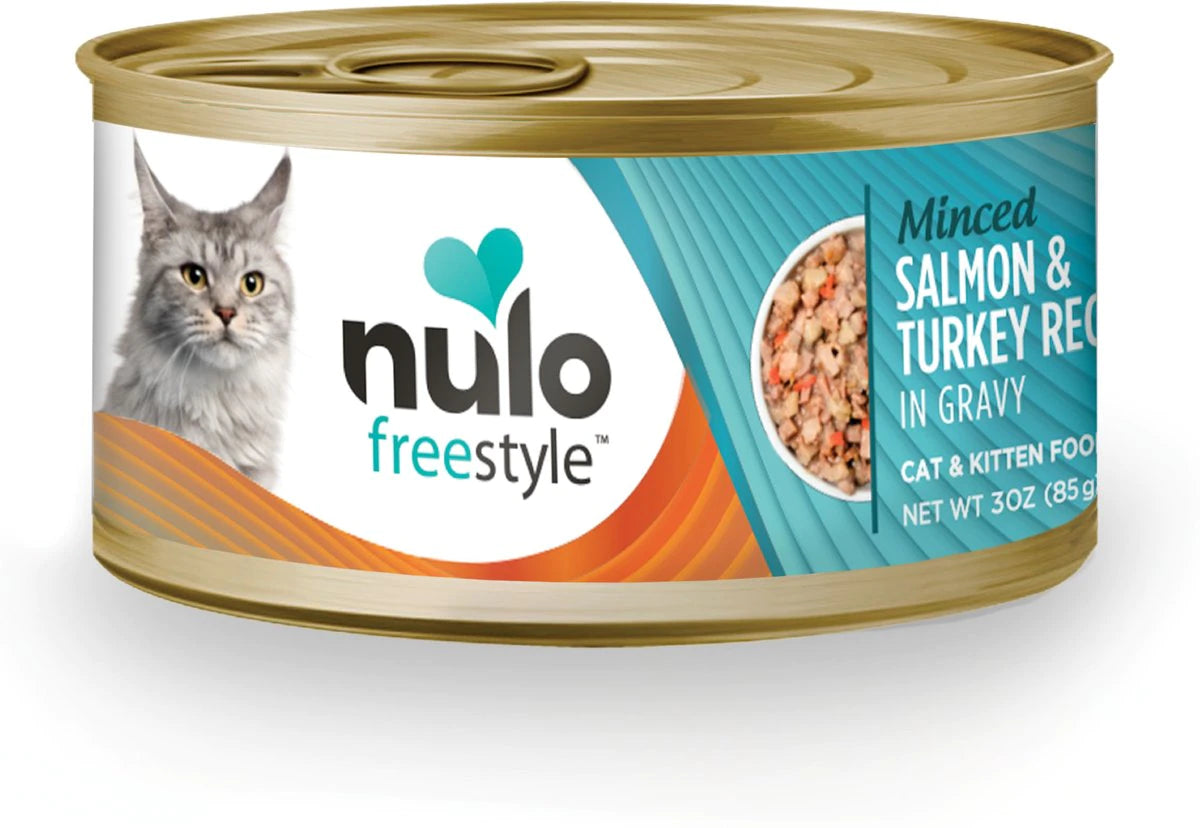 Nulo Freestyle Minced Salmon & Turkey In Gravy Recipe 3-oz, Wet Cat Food, Case Of 24