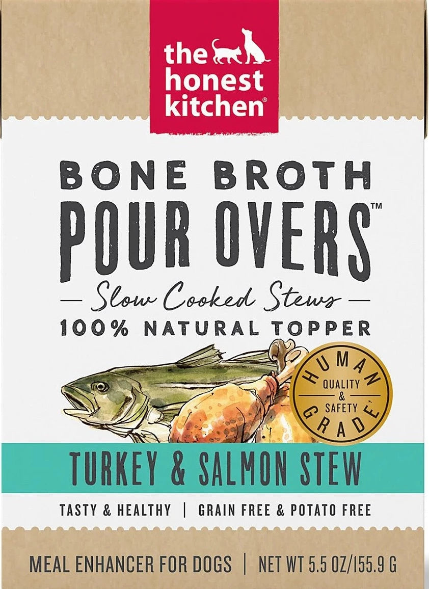 The Honest Kitchen Bone Broth Pour Overs Turkey & Salmon Stew 5.5-oz, Dog Food Topper