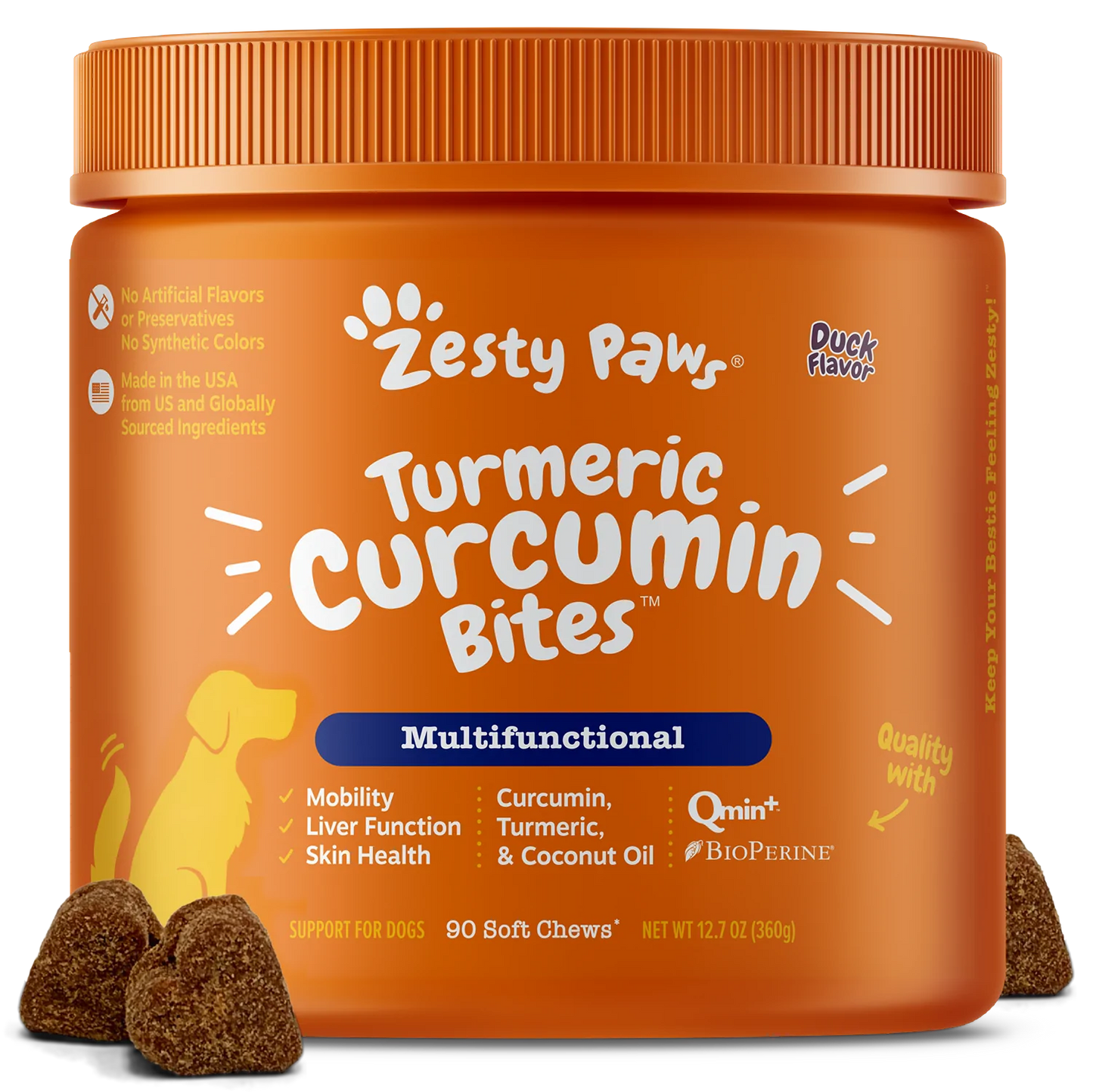 Zesty Paws Turmeric Curcumin Bites for Dogs of All Ages, 90-Count