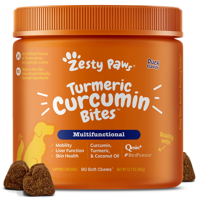 Zesty Paws Turmeric Curcumin Bites for Dogs of All Ages, 90-Count