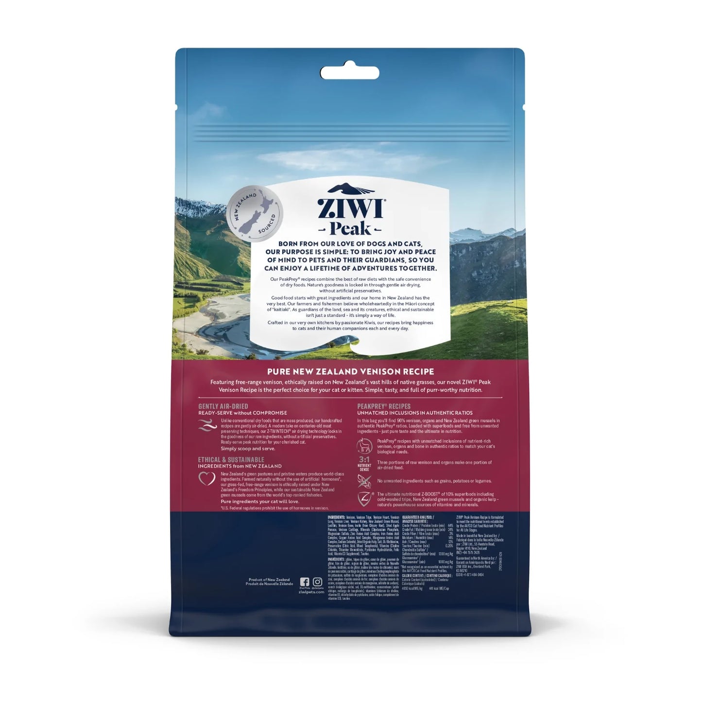 ZiwiPeak Venison Recipe Air Dried Cat Food 14 oz Bag Anaheim