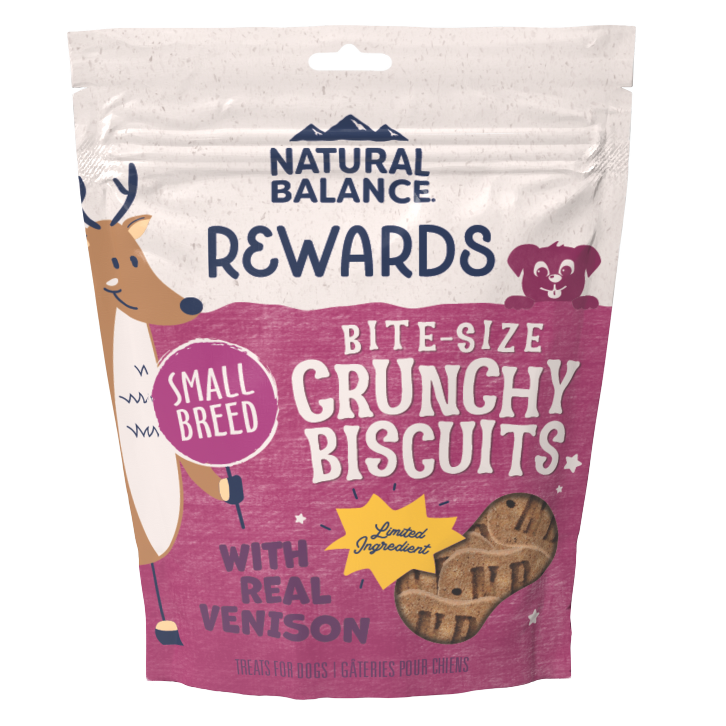 Natural Balance Limited Ingredient Crunchy Biscuits Small Breed Sweet Potato And Venison Recipe Dog Treat, 8-oz Bag