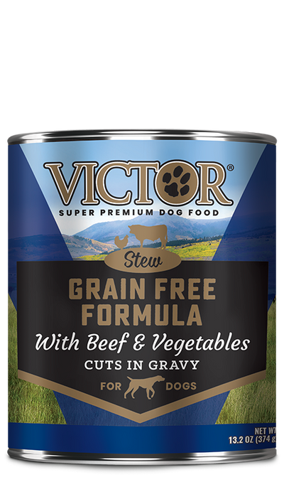 VICTOR® Grain Free Formula with Beef and Vegetables Stew Cuts in Gravy, Wet Dog Food, 13.2-oz Case of 12