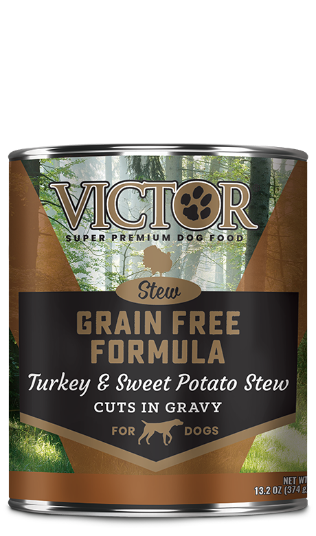 VICTOR® Grain Free Formula with Turkey and Sweet Potato Stew Cuts in Gravy, Wet Dog Food, 13.2-oz Case of 12