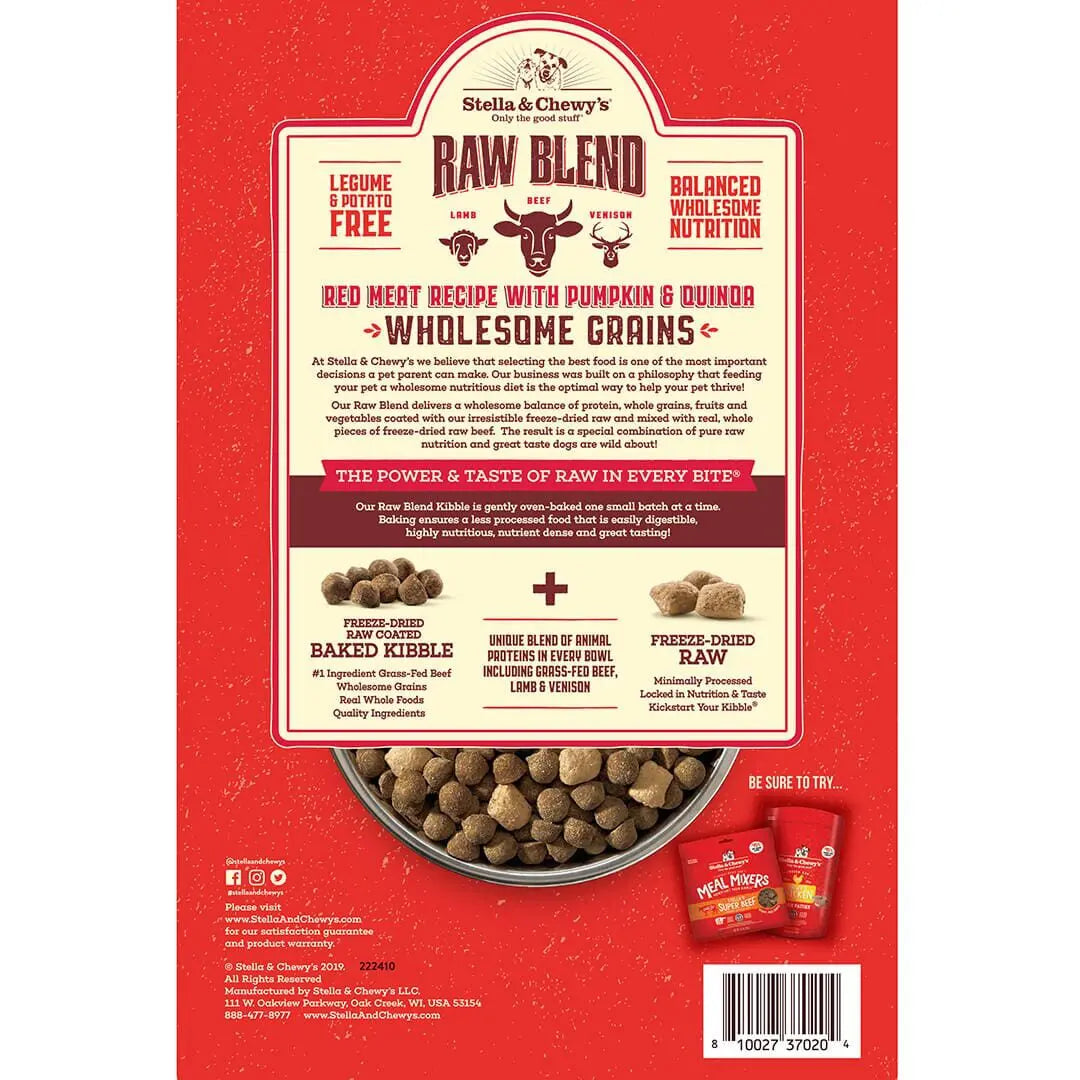 Stella & Chewy's Raw Blend Red Meat Wholesome Grains With Pumpkin & Quinoa, Dry Dog Food