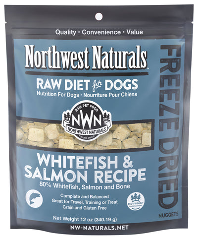 Northwest Naturals Whitefish and Salmon Recipe, Freeze-Dried Raw Dog Food, 12-oz Bag