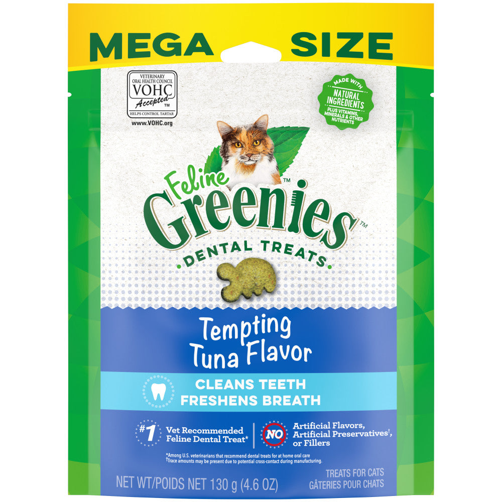 FELINE GREENIES Adult Natural Dental Care Cat Treats, Tuna Recipe